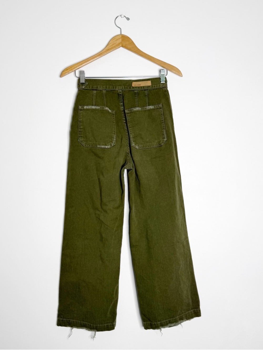 GRLFRND Farrah Wide Leg Cropped Pants Olive Green Women’s Size 26 Revolve - Picture 3 of 9